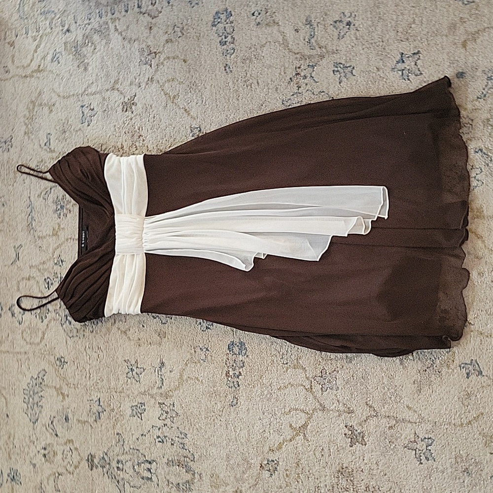B. Smart Brown lacey Juniors spaghetti strap dress with white sash